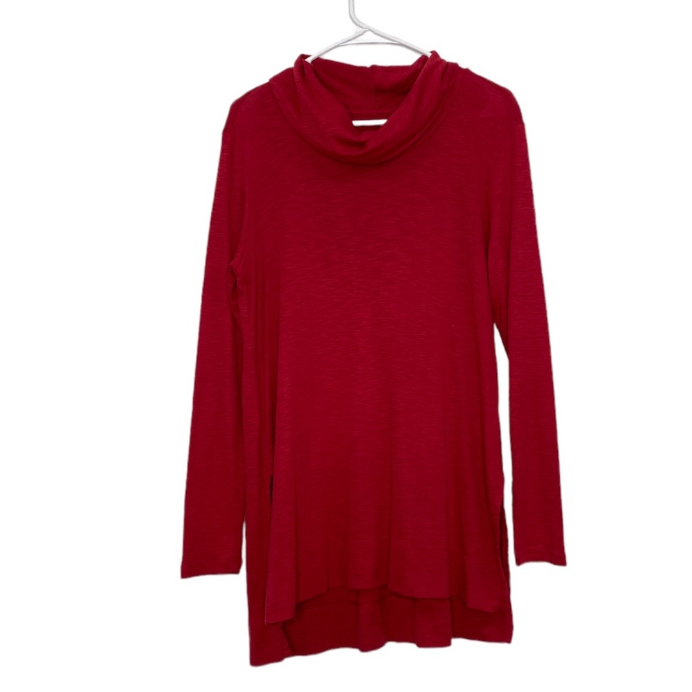 J. Jill red cowl neck tunic 100% pima cotton women's size small